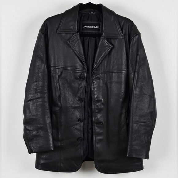 Charles Klein Other - Charles Klein Vintage Genuine Black Leather Car Coat - Like New